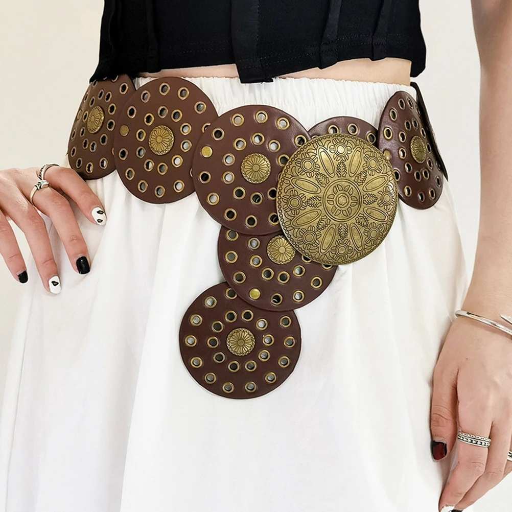 Retro Metal Wide Belt Chunky Western Brown Disc Concho Belts for Dresses Women Fashion Accessories Cowgirl Style Exaggerated
Retro Metal Wide Belt Chunky Western Brown Disc Concho Belts for Dresses Women Fashion Accessories Cowgirl Style Exaggerated