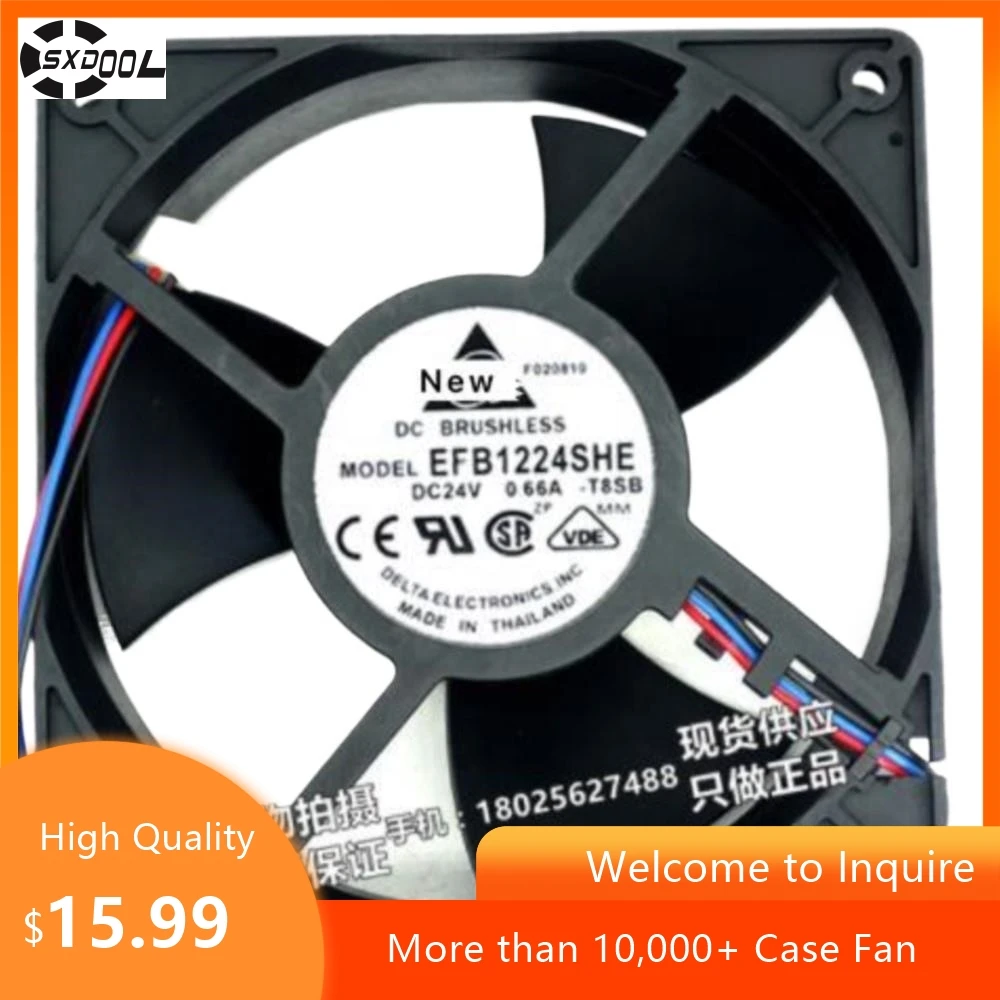 120mm Axial Fan for Delta EFB1224SHE F00 24V 120x120x38mm Server Cooling Fan, 3-Wire, 3700RPM, 141.96CFM, Dual Ball Bearing
120mm Axial Fan for Delta EFB1224SHE F00 24V 120x120x38mm Server Cooling Fan, 3-Wire, 3700RPM, 141.96CFM, Dual Ball Bearing