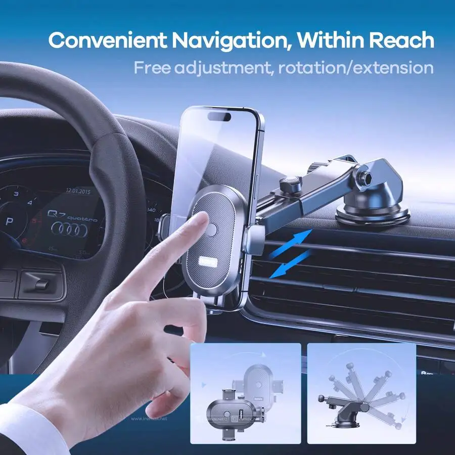 Universal Suction Mount For Car Dashboard, 360° Swivel & Extendable Arm, One-Hand Operated Lock, Hollow Silicone Grip, 4–6.5
Universal Suction Mount For Car Dashboard, 360° Swivel & Extendable Arm, One-Hand Operated Lock, Hollow Silicone Grip, 4–6.5