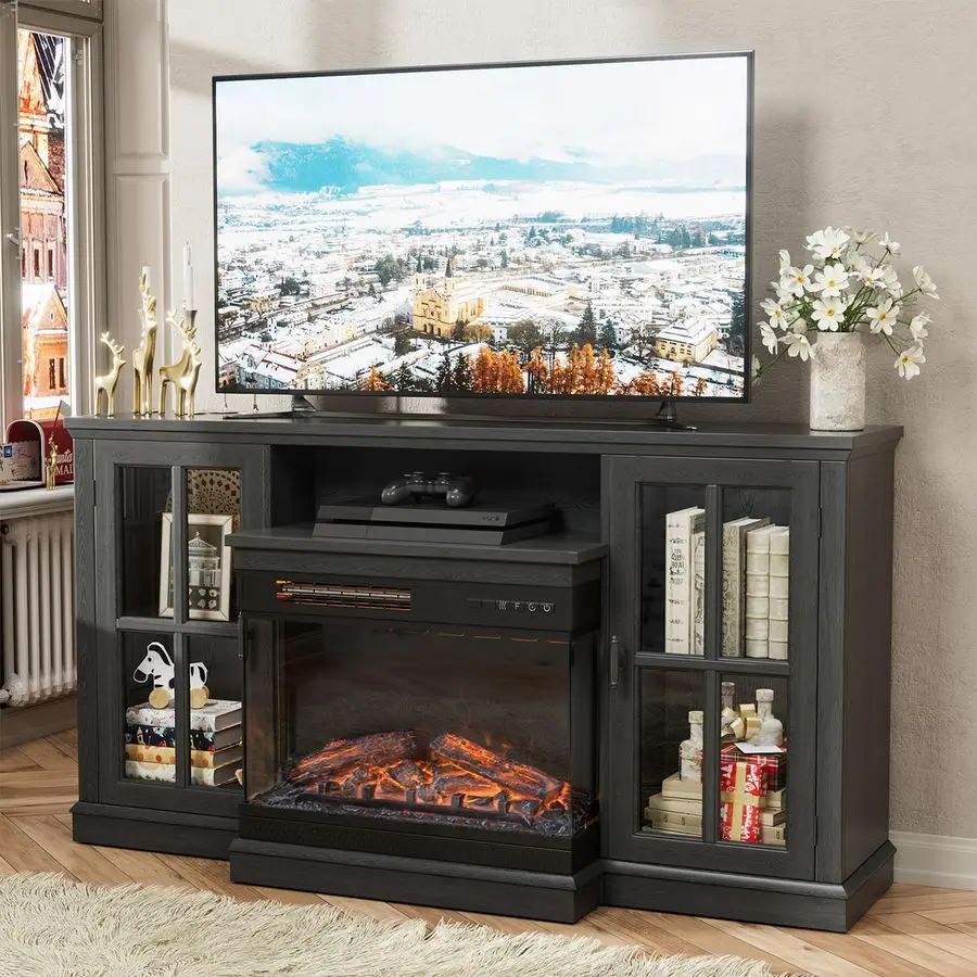 Fireplace TV Stand for TVs up to 65, 3Sided Glass Media Entertainment Center Console Table with Cabniet Storage Adjustable Flame
Fireplace TV Stand for TVs up to 65, 3Sided Glass Media Entertainment Center Console Table with Cabniet Storage Adjustable Flame