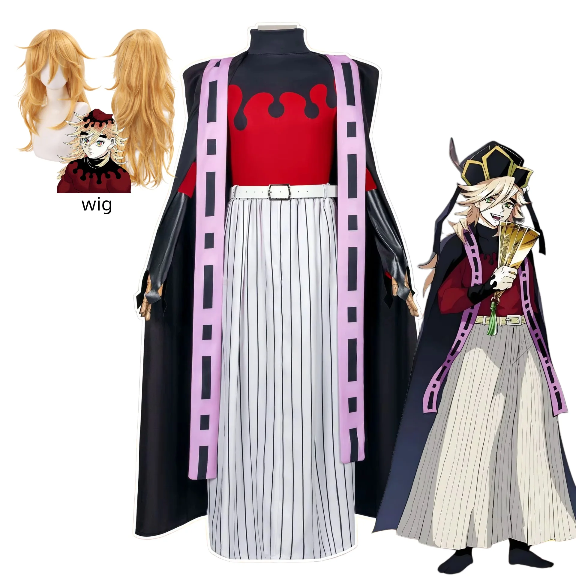 Anime cosplay costume, Xuan Er complete set, black cloak, red top, striped skirt with hat accessories suitable for Halloween and
Anime cosplay costume, Xuan Er complete set, black cloak, red top, striped skirt with hat accessories suitable for Halloween and