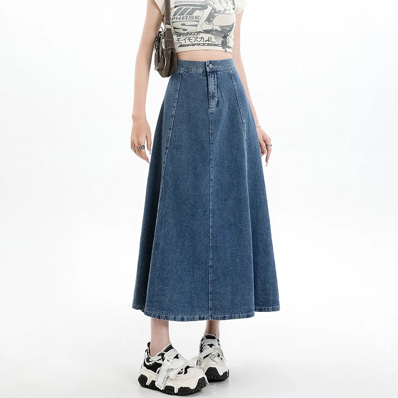 Elastic Waist Denim Skirt for Women's Summer New Mid-length A-line Slim Skirts Fashion Versatile Large Hem Half Skirts
Elastic Waist Denim Skirt for Women's Summer New Mid-length A-line Slim Skirts Fashion Versatile Large Hem Half Skirts