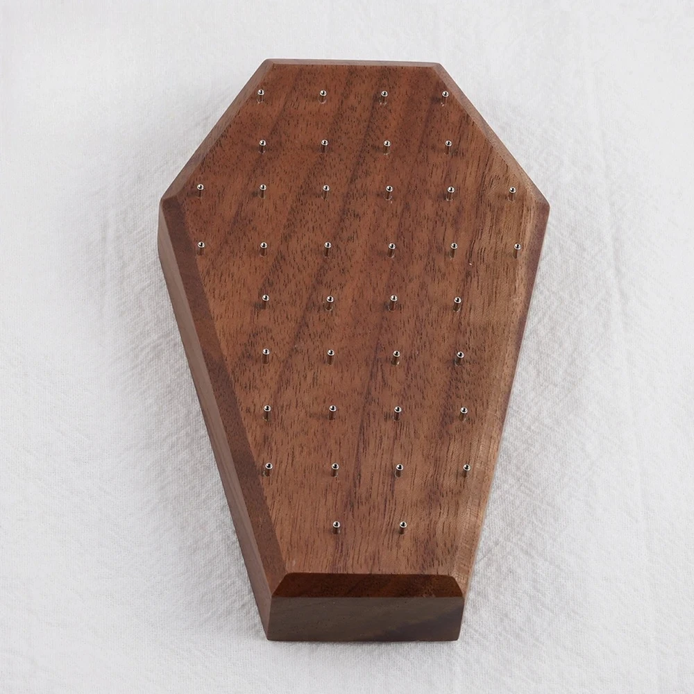 Neo-Gothic Coffin Black Walnut Solid Wood Display Stand for 16G 14G Piercing Jewelry Modern Display Holder with 38 Posts
Neo-Gothic Coffin Black Walnut Solid Wood Display Stand for 16G 14G Piercing Jewelry Modern Display Holder with 38 Posts