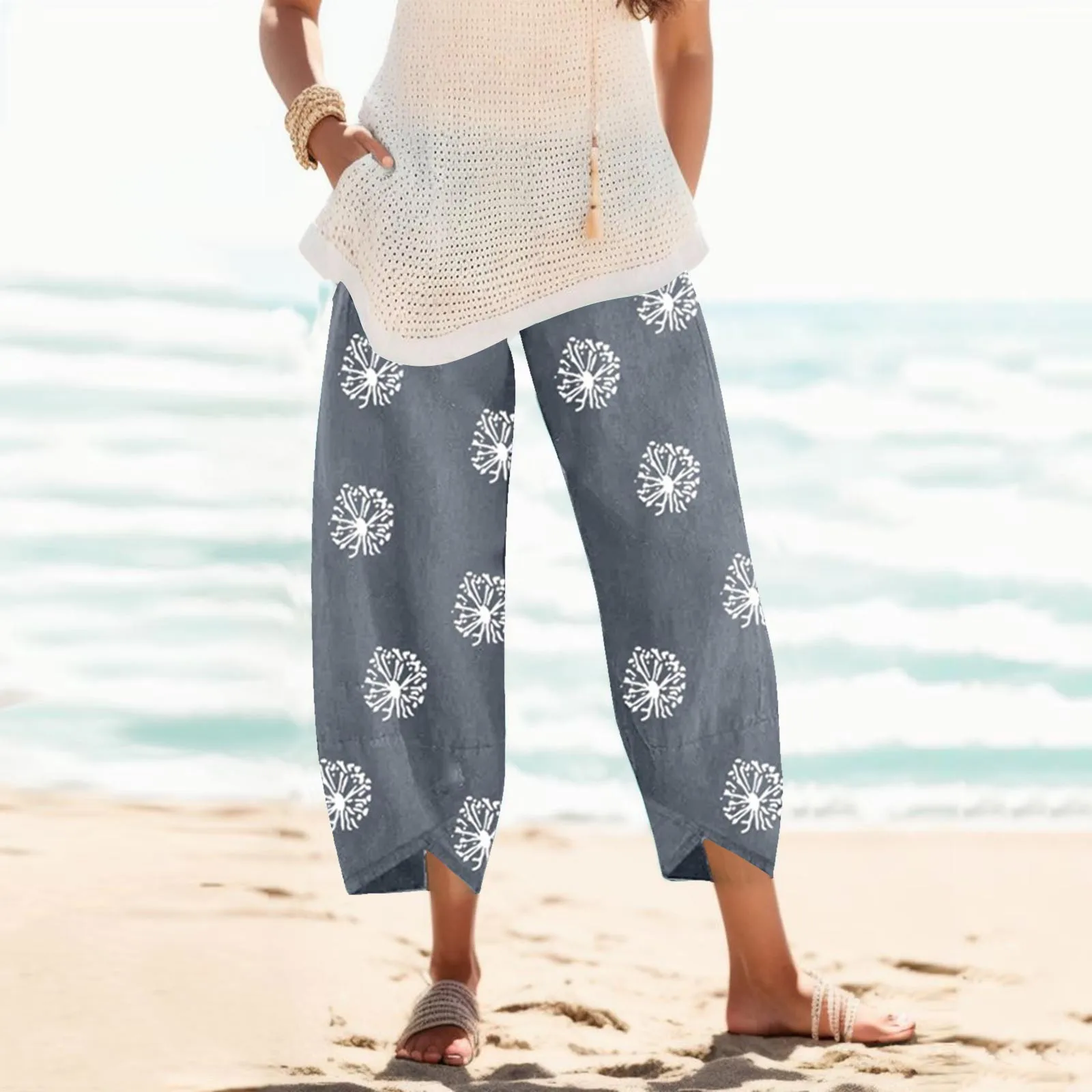 Print Women Wide Trousers Casual Waist Loose Pants Flowers Girdle Elastic Leg Cotton Linen Female Pants
Print Women Wide Trousers Casual Waist Loose Pants Flowers Girdle Elastic Leg Cotton Linen Female Pants