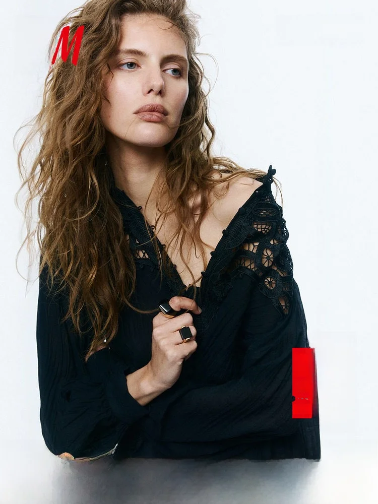 H&M Summer New Women's Lace Shoulder Baring Shirt Vintage Style Long Sleeve Button up Stand Collar Nylon Rayon Fiber Blend
H&M Summer New Women's Lace Shoulder Baring Shirt Vintage Style Long Sleeve Button up Stand Collar Nylon Rayon Fiber Blend