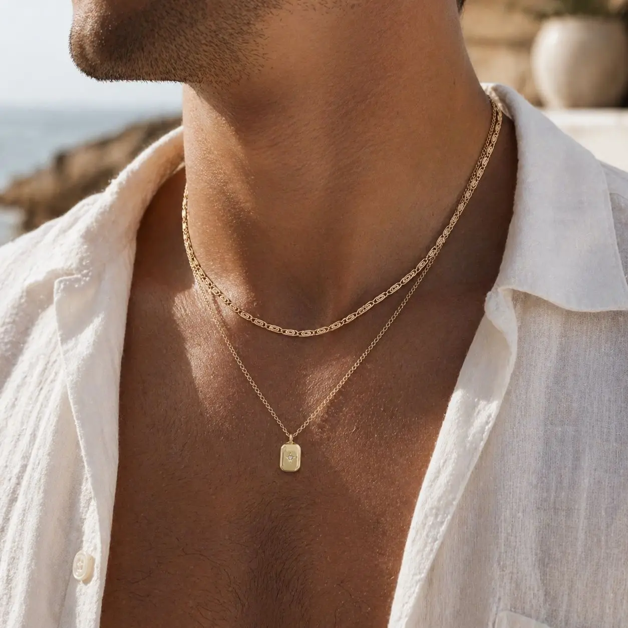 Fashion Necklace Men's Fashion High-end Sense Hip-hop Personalized Square Pendant Clavicle Chain Men
Fashion Necklace Men's Fashion High-end Sense Hip-hop Personalized Square Pendant Clavicle Chain Men