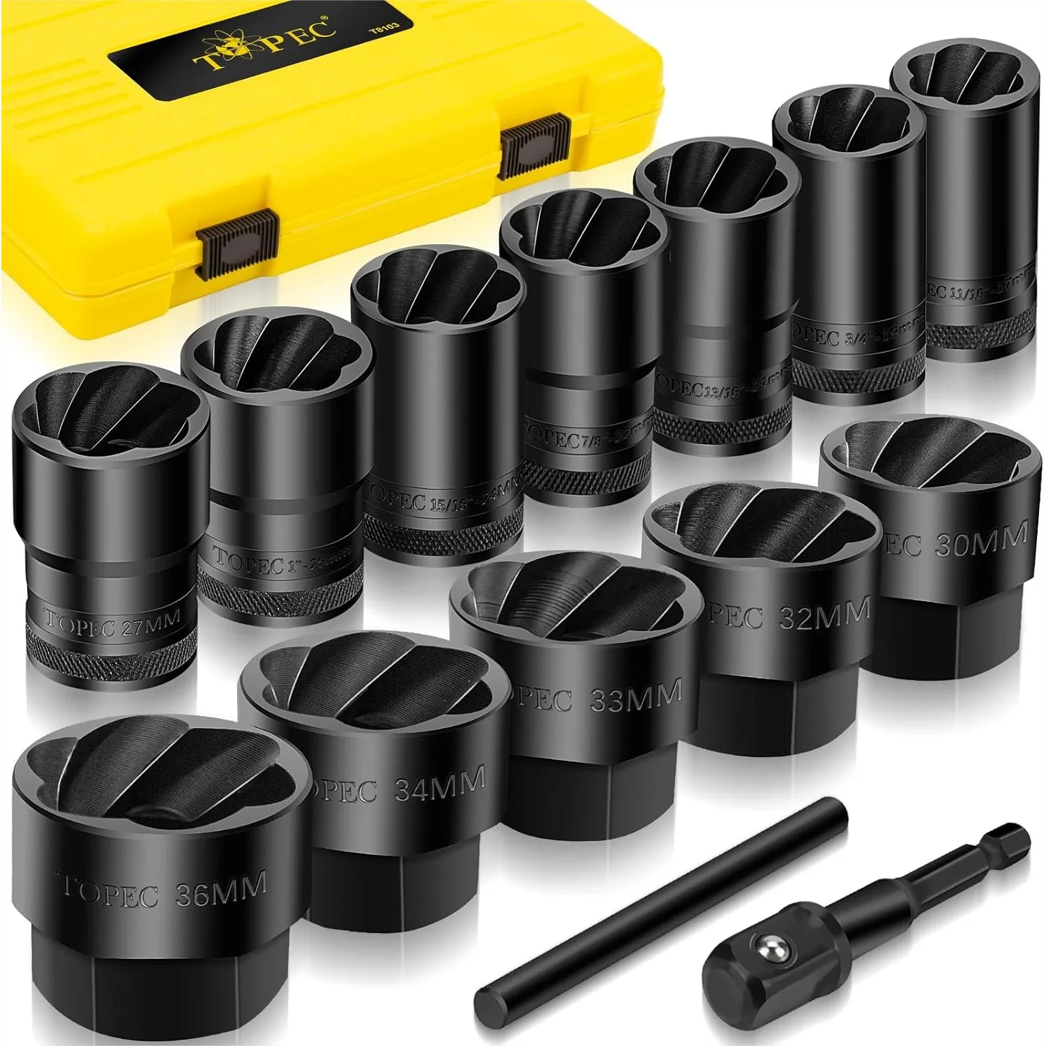 Large Lug Nut Remover Socket Set 17-36mm, Heavy Duty Bolt Extractor for Stripped Damaged Rounded Nuts, 14-Piece
Large Lug Nut Remover Socket Set 17-36mm, Heavy Duty Bolt Extractor for Stripped Damaged Rounded Nuts, 14-Piece