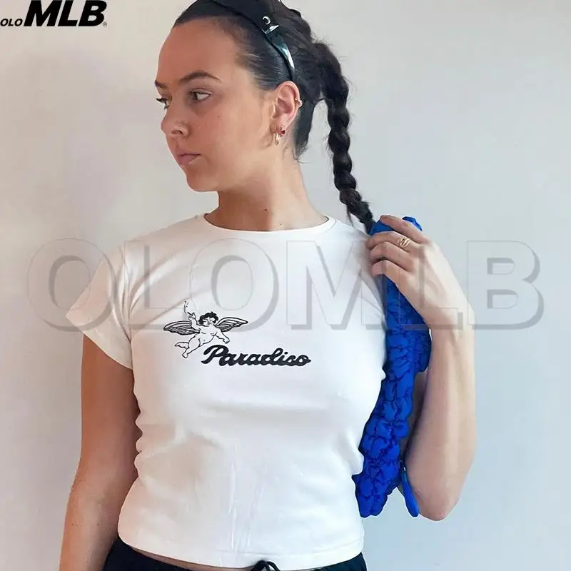 Summer E-girl White Crop Tops Slim 2000s Streetwear Y2K Harajuku Goth Short Sleeve T-shirts Fashion Angel Print fairy grunge
Summer E-girl White Crop Tops Slim 2000s Streetwear Y2K Harajuku Goth Short Sleeve T-shirts Fashion Angel Print fairy grunge
