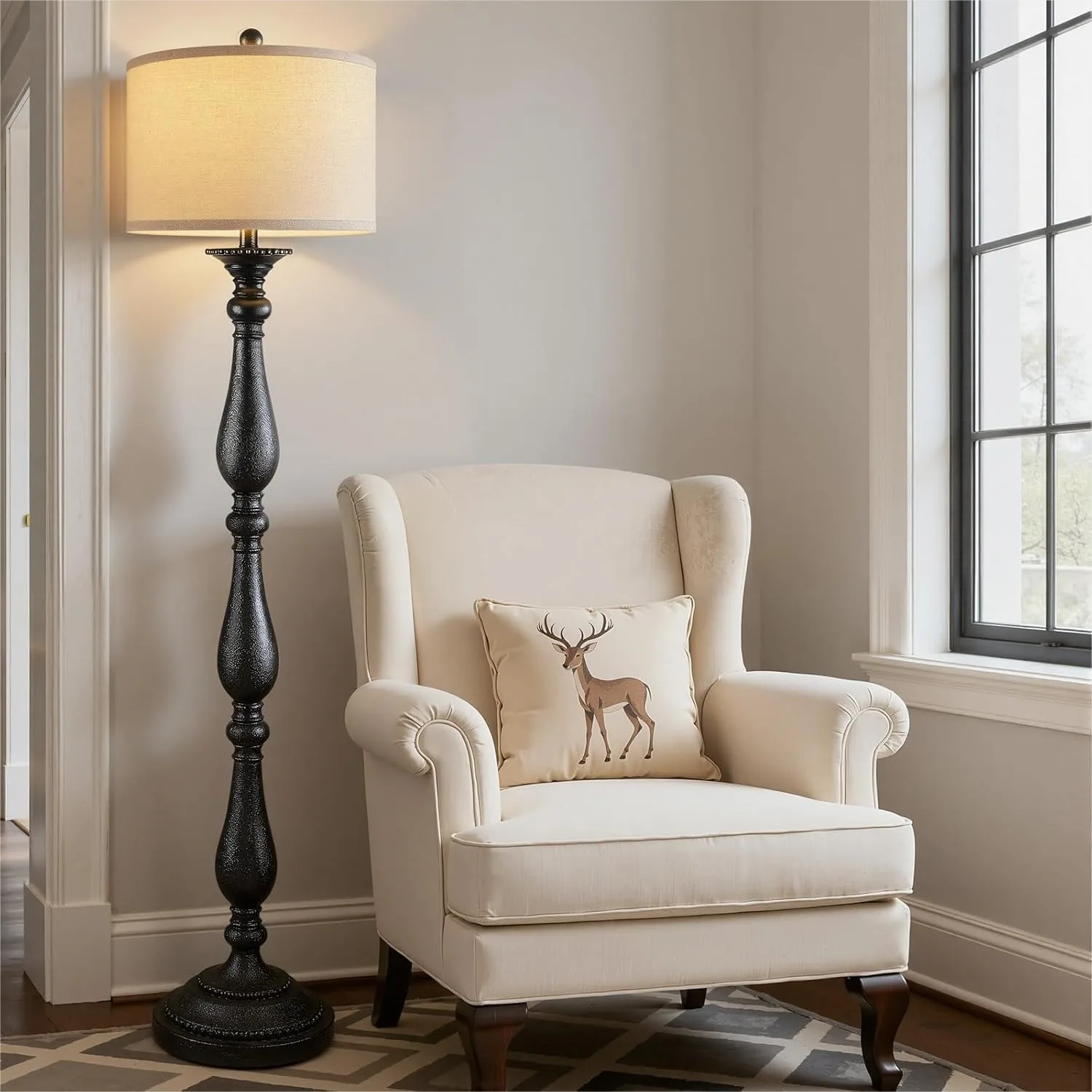 Vintage Floor Lamp for Living Room, Rustic Farmhouse Standing Lamp with Linen Shade and Rotary Switch, Retro Resin Floor Lamp
Vintage Floor Lamp for Living Room, Rustic Farmhouse Standing Lamp with Linen Shade and Rotary Switch, Retro Resin Floor Lamp