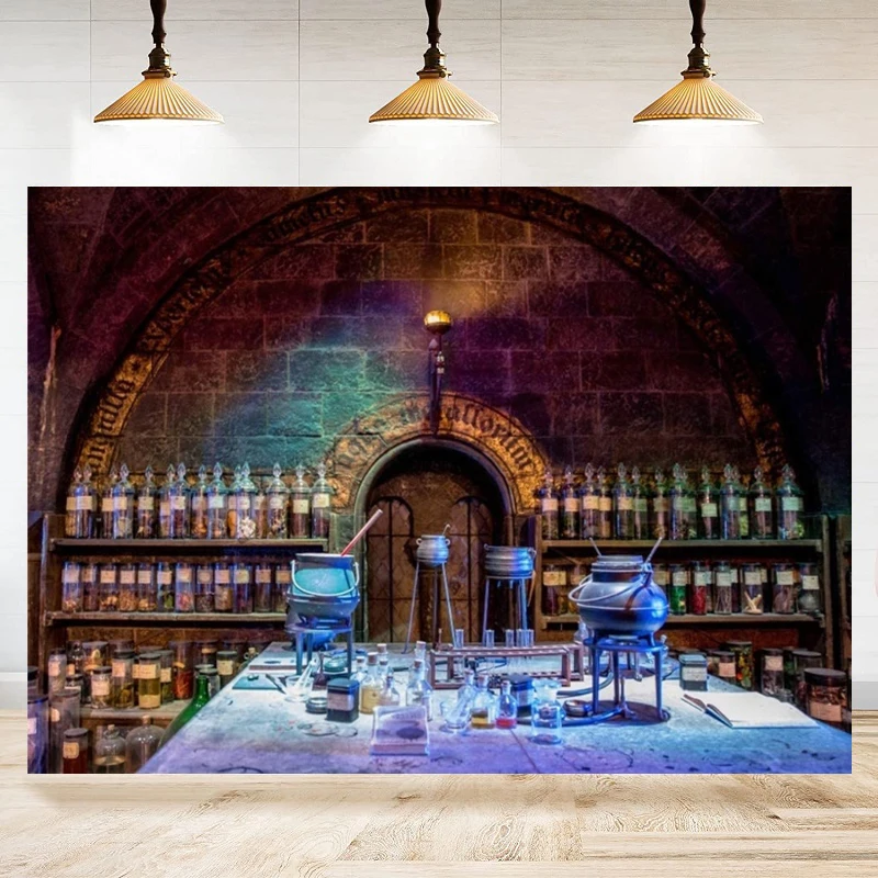 Photography Backdrop Chemistry Laboratory Scary Halloween Party Witch's Room Glass Bottles Agentia Black Magic Lab Background
Photography Backdrop Chemistry Laboratory Scary Halloween Party Witch's Room Glass Bottles Agentia Black Magic Lab Background