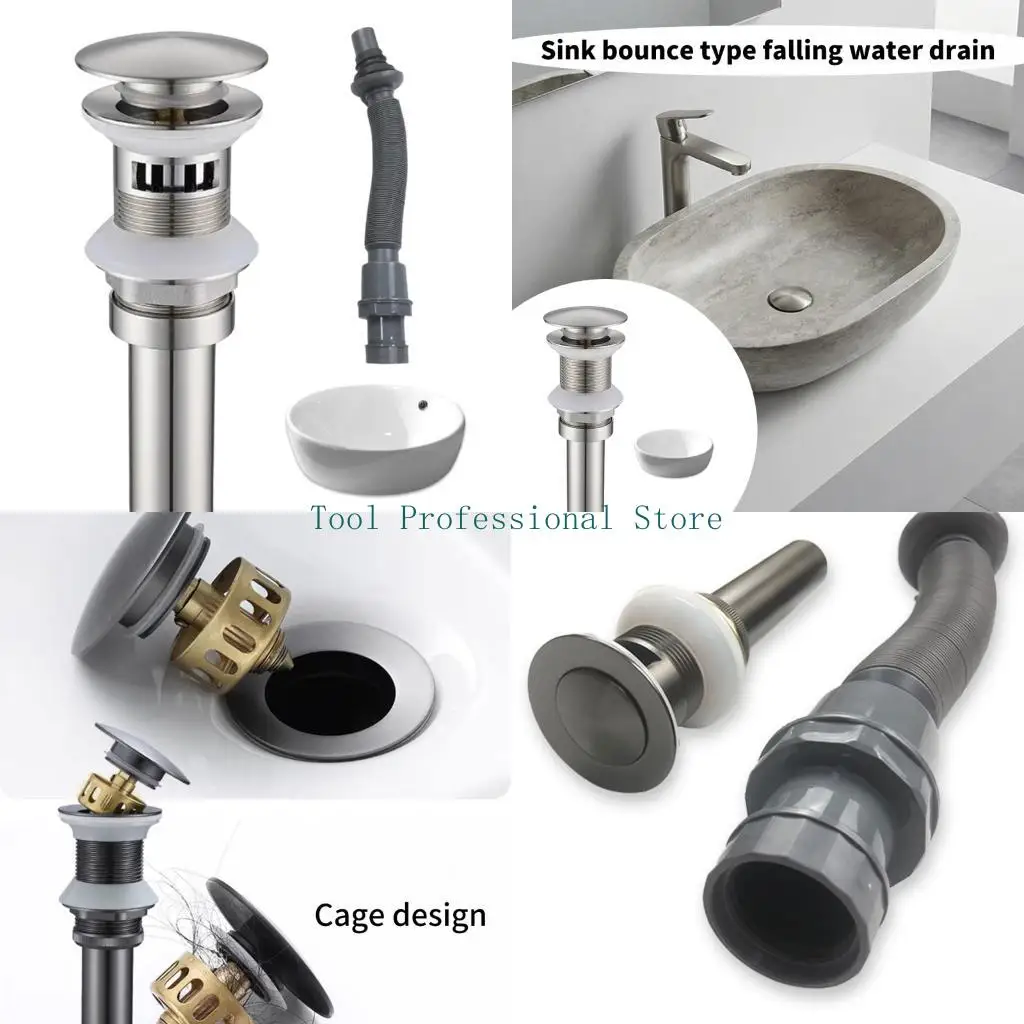57QF Bathroom Basins Sink Bounce Type Drain Waste Stopper Button Sink Plug with Pipe Bath Drain Stopper Faucet Accessories
57QF Bathroom Basins Sink Bounce Type Drain Waste Stopper Button Sink Plug with Pipe Bath Drain Stopper Faucet Accessories