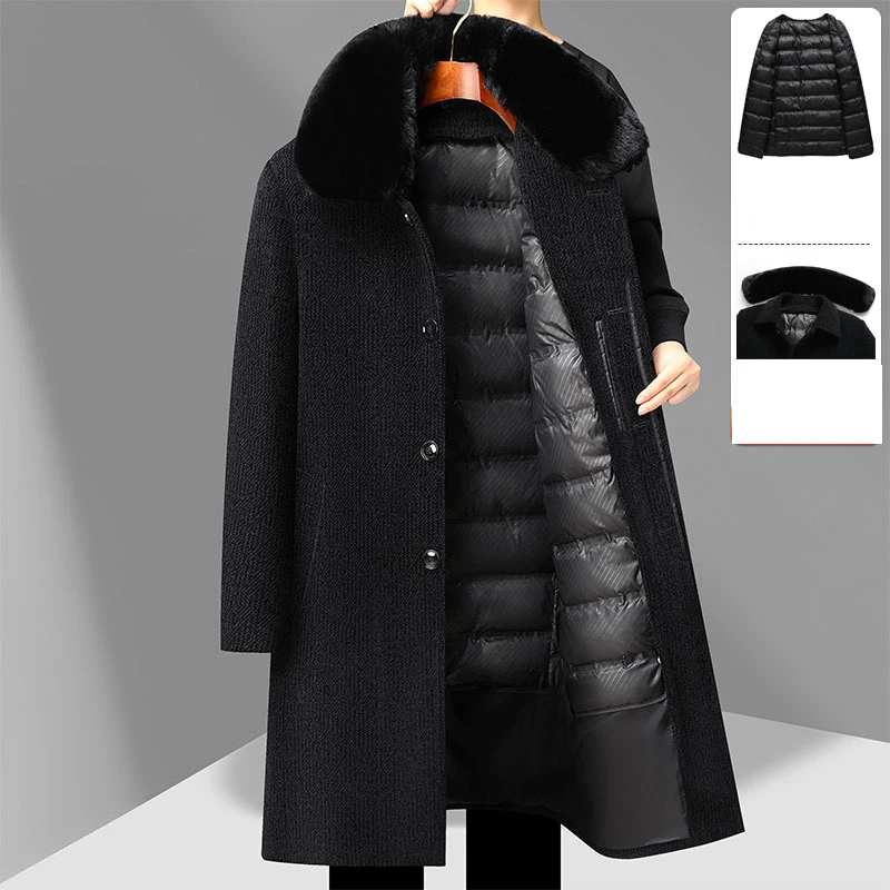 Classic Men's Over-Knee Woolen Coats 2024 Winter Casual Duck Down Liner Fur Collar Overcoat Thicken Warm Long Windbreaker Jacket
Classic Men's Over-Knee Woolen Coats 2024 Winter Casual Duck Down Liner Fur Collar Overcoat Thicken Warm Long Windbreaker Jacket