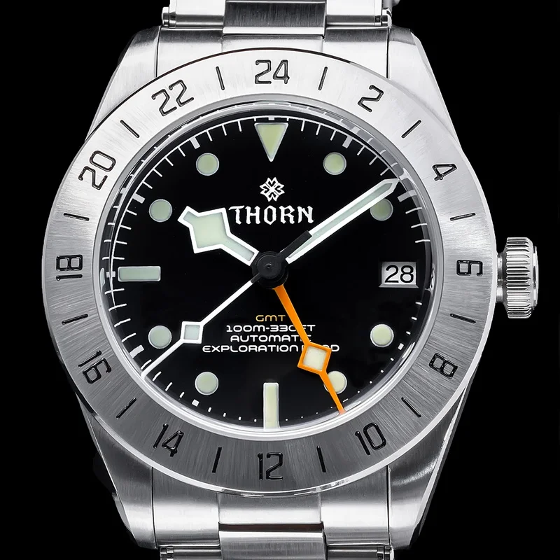Мужские автоматические часы THORN, 39 мм, механические наручные часы GMT Diver, 10 АТМ, водонепроницаемые, C3, со светящимся сапфиром, 4 стрелки, стальной безель NH34
Мужские автоматические часы THORN, 39 мм, механические наручные часы GMT Diver, 10 АТМ, водонепроницаемые, C3, со светящимся сапфиром, 4 стрелки, стальной безель NH34