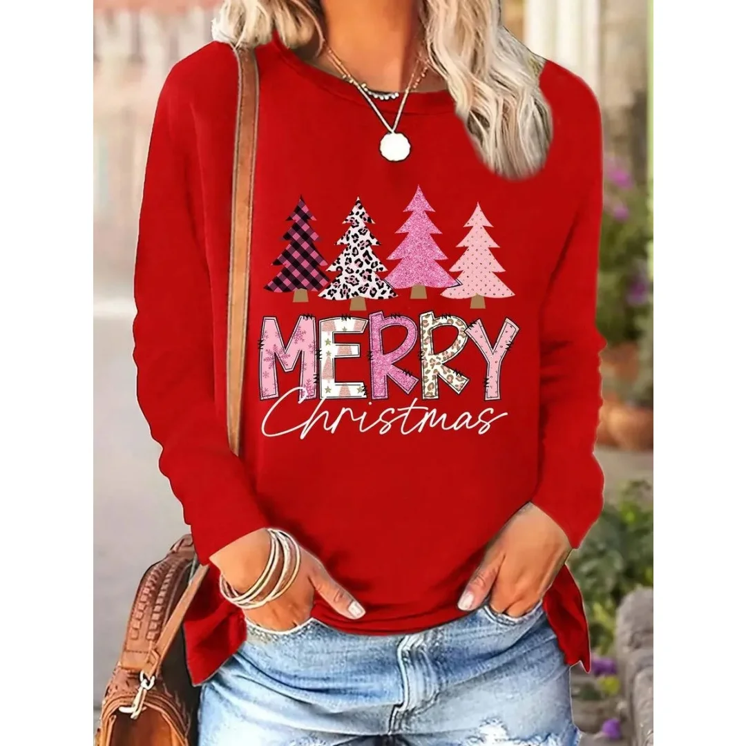 Women's Oversized Long Sleeve T-Shirts Merry Christmas Tree 3D Print Round Neck Outdoors Winter Casual Pullover Female Clothing
Women's Oversized Long Sleeve T-Shirts Merry Christmas Tree 3D Print Round Neck Outdoors Winter Casual Pullover Female Clothing