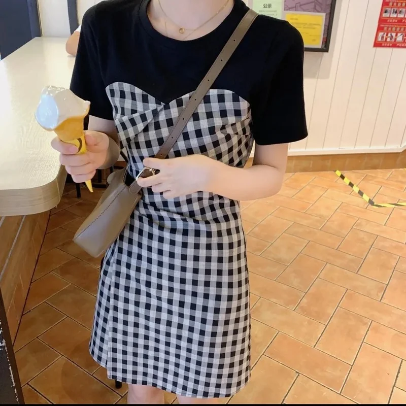 Black and White Houndstooth Summer Dress Women Chic O-Neck Short Sleeve Sweet Casual Fairy Dress Slim Leisure Cottagecore Dress
Black and White Houndstooth Summer Dress Women Chic O-Neck Short Sleeve Sweet Casual Fairy Dress Slim Leisure Cottagecore Dress