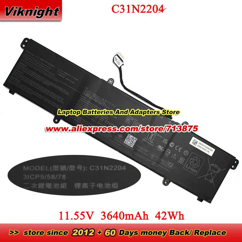 C31N2204 Battery 3ICP5/58/78 11.55V 3640mAh 42Wh 0B200-04330000 For Vivobook Go 14 E1404GA E1404FA S1404 Laptop Battery
C31N2204 Battery 3ICP5/58/78 11.55V 3640mAh 42Wh 0B200-04330000 For Vivobook Go 14 E1404GA E1404FA S1404 Laptop Battery
