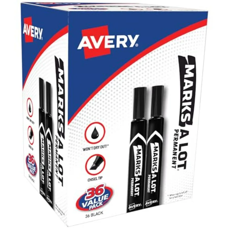 Marks A Lot Permanent Markers, Large Desk-Style Size, Chisel Tip, Value Pack, Black Total, Ideal for Signs, Posters, Labeling,
Marks A Lot Permanent Markers, Large Desk-Style Size, Chisel Tip, Value Pack, Black Total, Ideal for Signs, Posters, Labeling,