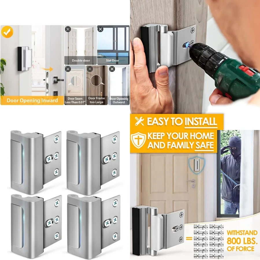 Pack Home Security Door Reinforcement Lock Child Proof High Security Door Lock Front Door Locks for Safety Withstand 800lbs Doo
Pack Home Security Door Reinforcement Lock Child Proof High Security Door Lock Front Door Locks for Safety Withstand 800lbs Doo
