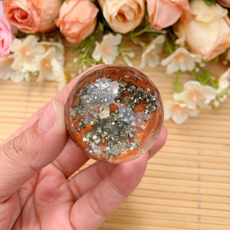Pyrite Cluster Garden Phantom Quartz Sphere Mysterious Gemstone Orb Stunning Lodolite Crystal Ball with Fool's Gold Inclusions
Pyrite Cluster Garden Phantom Quartz Sphere Mysterious Gemstone Orb Stunning Lodolite Crystal Ball with Fool's Gold Inclusions