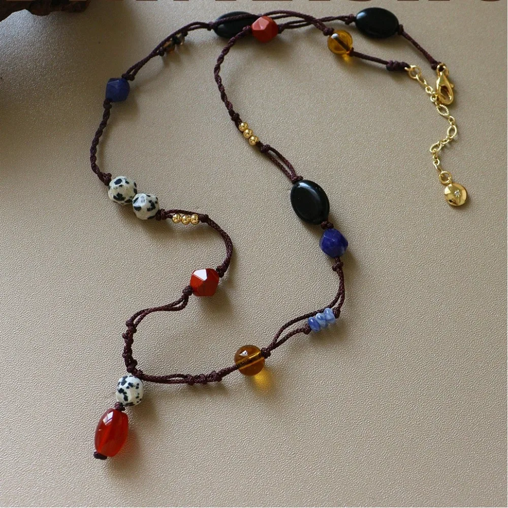 Retro Exquisite Color Natural Stone Agate Long Wire Strand Necklace Light Luxury Niche High-end Woven Beaded Clavicle Chain
Retro Exquisite Color Natural Stone Agate Long Wire Strand Necklace Light Luxury Niche High-end Woven Beaded Clavicle Chain