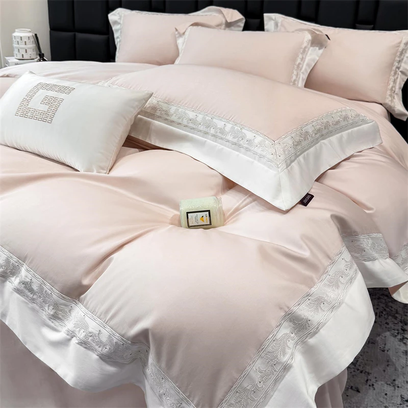 Luxury Embroidery Bedding Set 100% Egyptian Cotton Duvet Cover Set 4Pcs Queen King Size Soft Bed Sheet/Fitted Sheet Pillowcases
Luxury Embroidery Bedding Set 100% Egyptian Cotton Duvet Cover Set 4Pcs Queen King Size Soft Bed Sheet/Fitted Sheet Pillowcases