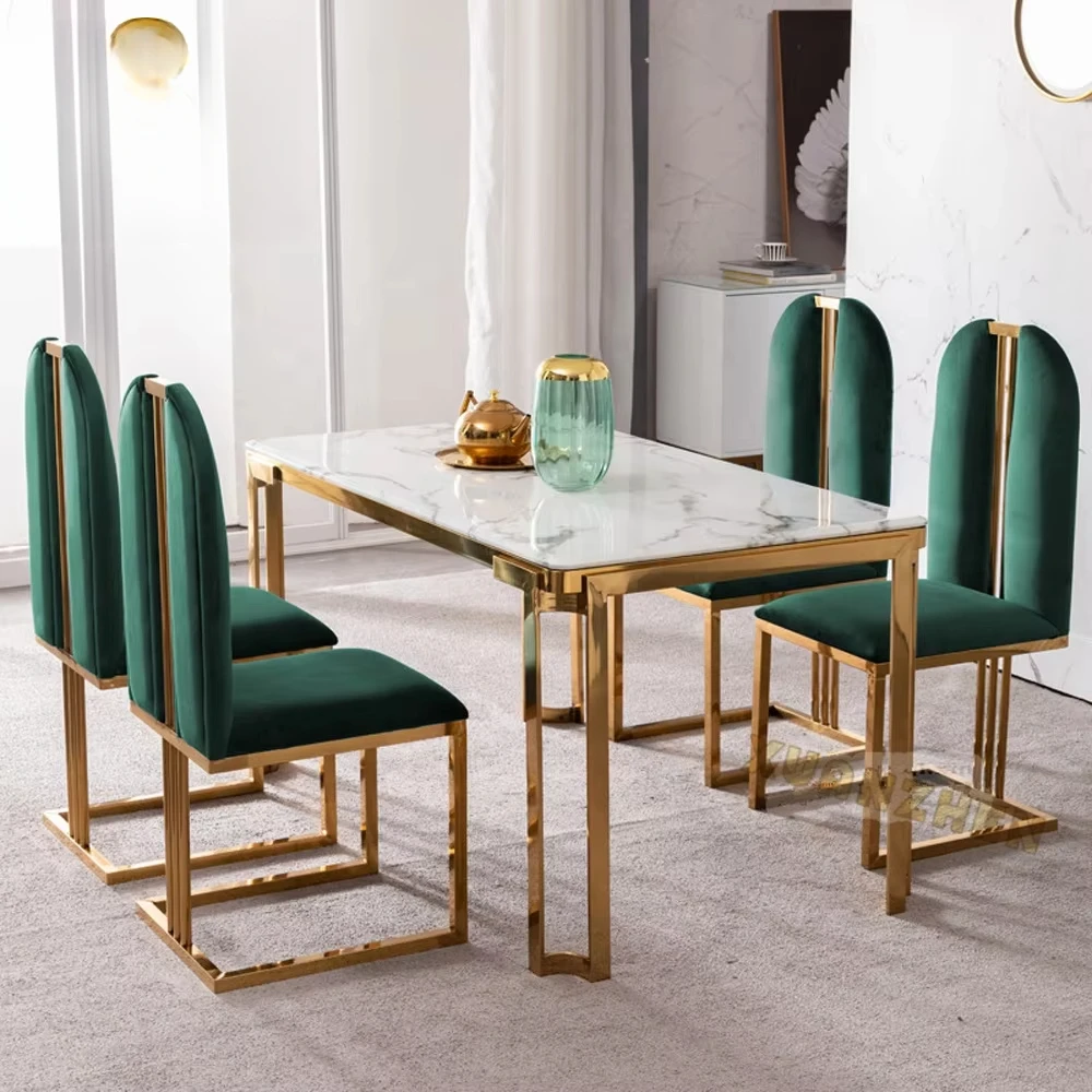 Metal Furniture Set Factory Marble Dining Table Set 6 Chairs Green Modern Luxury Dining Table For Sale
Metal Furniture Set Factory Marble Dining Table Set 6 Chairs Green Modern Luxury Dining Table For Sale