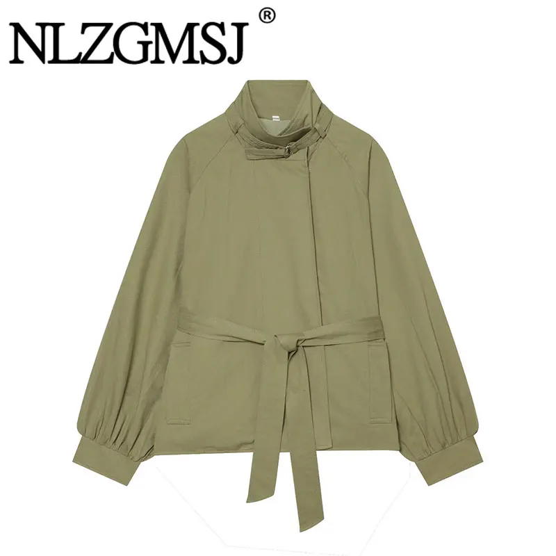 Nlzgmsj 2026 Fashion Womens Stand Collar Waist Belt Trench Jacket Lantern Sleeve Solid Color Loose Fit Casual Outerwear Coat
Nlzgmsj 2026 Fashion Womens Stand Collar Waist Belt Trench Jacket Lantern Sleeve Solid Color Loose Fit Casual Outerwear Coat