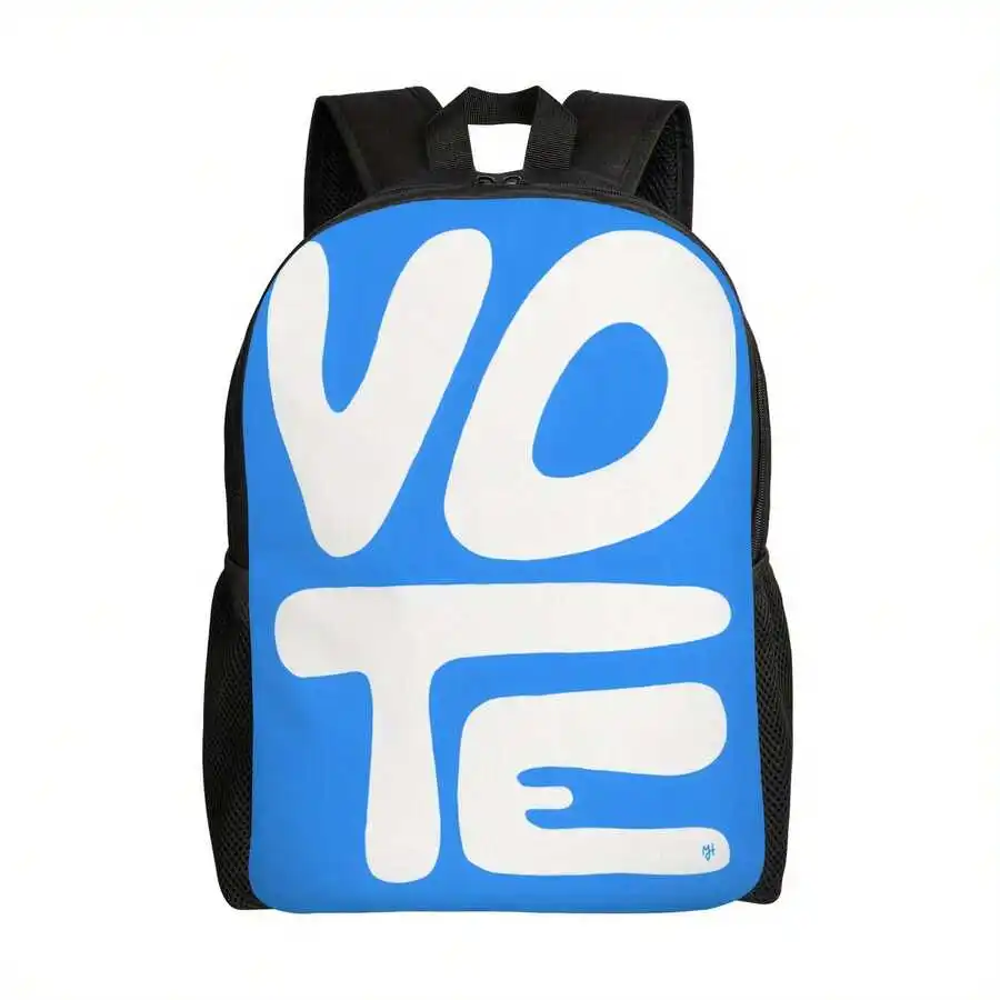 Lightweight Backpack With Vote Design Blue Black Shoulder Strap For College Work Travel
Lightweight Backpack With Vote Design Blue Black Shoulder Strap For College Work Travel