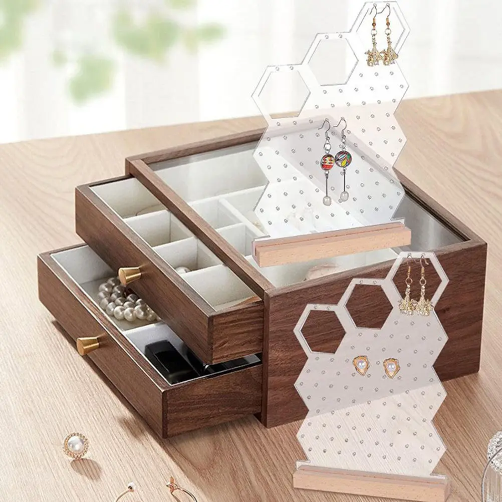 Акриловая подставка для сережек с деревянным основанием, органайзер для хранения сережек-гвоздиков, настольный органайзер для ювелирного магазина и выставочная витрина
Акриловая подставка для сережек с деревянным основанием, органайзер для хранения сережек-гвоздиков, настольный органайзер для ювелирного магазина и выставочная витрина