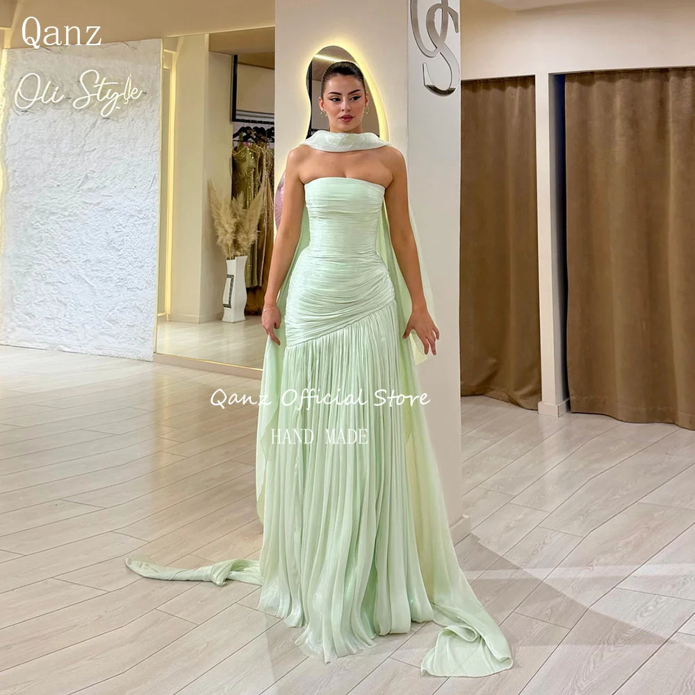 Qanz Mint Green Strapless Evening Dresses Mermaid Floor Length Vestidos Mujer Elegantes Formal Backless Wedding Guest Customized
Qanz Mint Green Strapless Evening Dresses Mermaid Floor Length Vestidos Mujer Elegantes Formal Backless Wedding Guest Customized