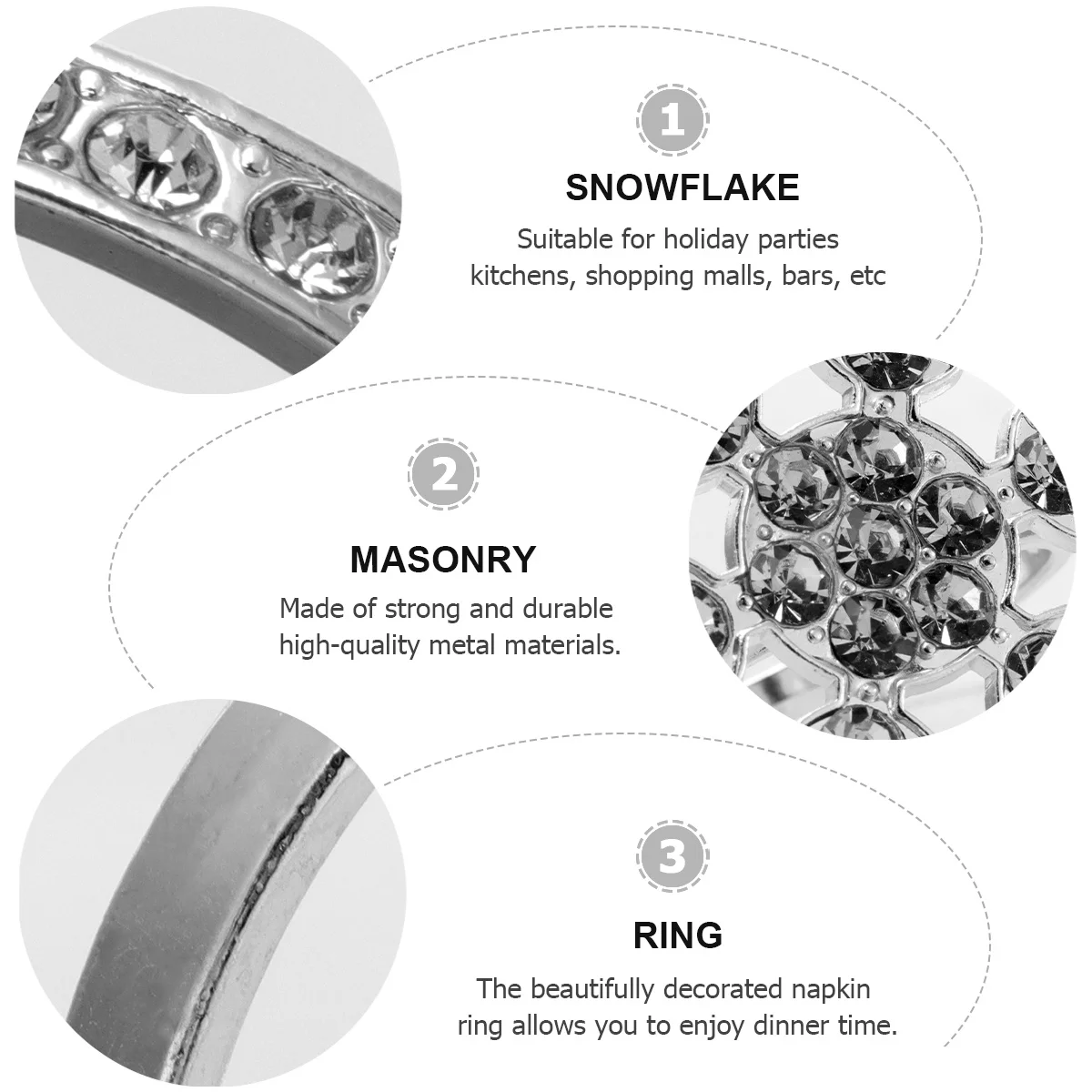 4Pcs Beautiful Snowflake Napkin Rings Exquisite Metal Design Christmas Tableware Decor for Home and Restaurants
4Pcs Beautiful Snowflake Napkin Rings Exquisite Metal Design Christmas Tableware Decor for Home and Restaurants