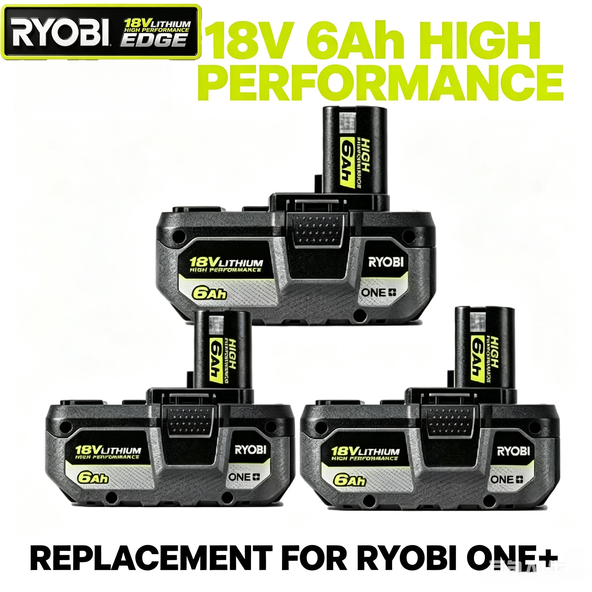 RYOBI 18V 6.0Ah Battery ONE+ High Performance Lithium Ion Replacement Battery Compatible with RYOBI 18V Cordless Tools
RYOBI 18V 6.0Ah Battery ONE+ High Performance Lithium Ion Replacement Battery Compatible with RYOBI 18V Cordless Tools