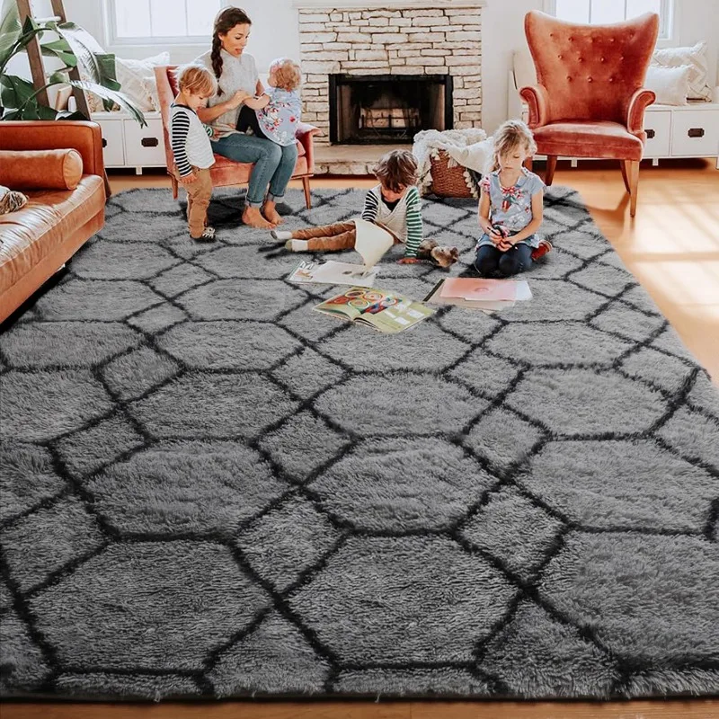 6x9 Area Rugs for Living Room Bedroom, Washable Large Fluffy Grey and Black Throw Rug, Geometric
6x9 Area Rugs for Living Room Bedroom, Washable Large Fluffy Grey and Black Throw Rug, Geometric
