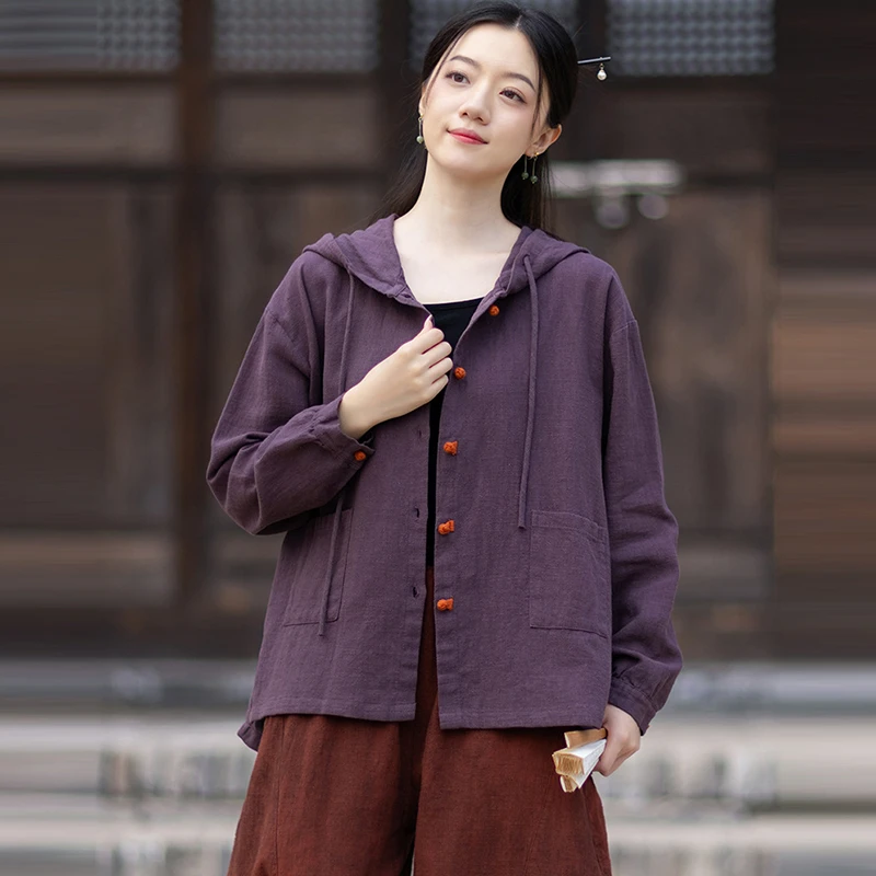 High Quality Cotton Linen Hooded Jackets Women New 2026 Spring Chinese Style Solid Color Loose Female Outerwear Coats M2598
High Quality Cotton Linen Hooded Jackets Women New 2026 Spring Chinese Style Solid Color Loose Female Outerwear Coats M2598