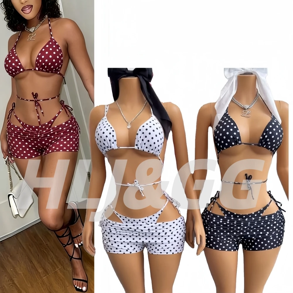 HLJ Hot Sale Women's 3 Piece Set Dot Pattern Plain Dyed Polka Dots Bra Bikini Bathing Suits Swimwear Bikini and Shorts Sets New
HLJ Hot Sale Women's 3 Piece Set Dot Pattern Plain Dyed Polka Dots Bra Bikini Bathing Suits Swimwear Bikini and Shorts Sets New