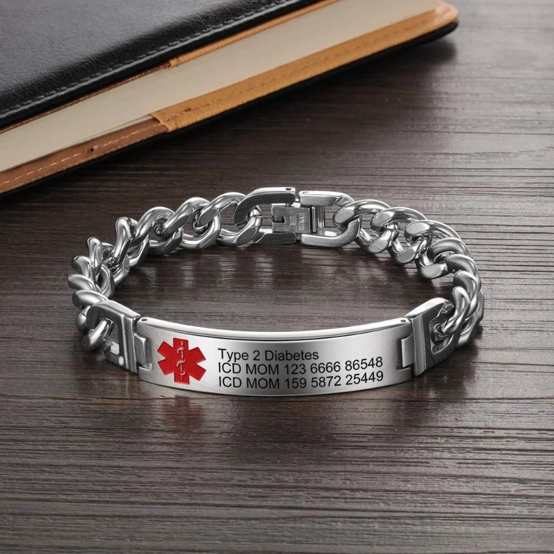 Alarm ID Bracelet ICE SOS Medical Emergency Identification Stainless Steel Customized Bracelets Not Fading Free DIY Carving
Alarm ID Bracelet ICE SOS Medical Emergency Identification Stainless Steel Customized Bracelets Not Fading Free DIY Carving