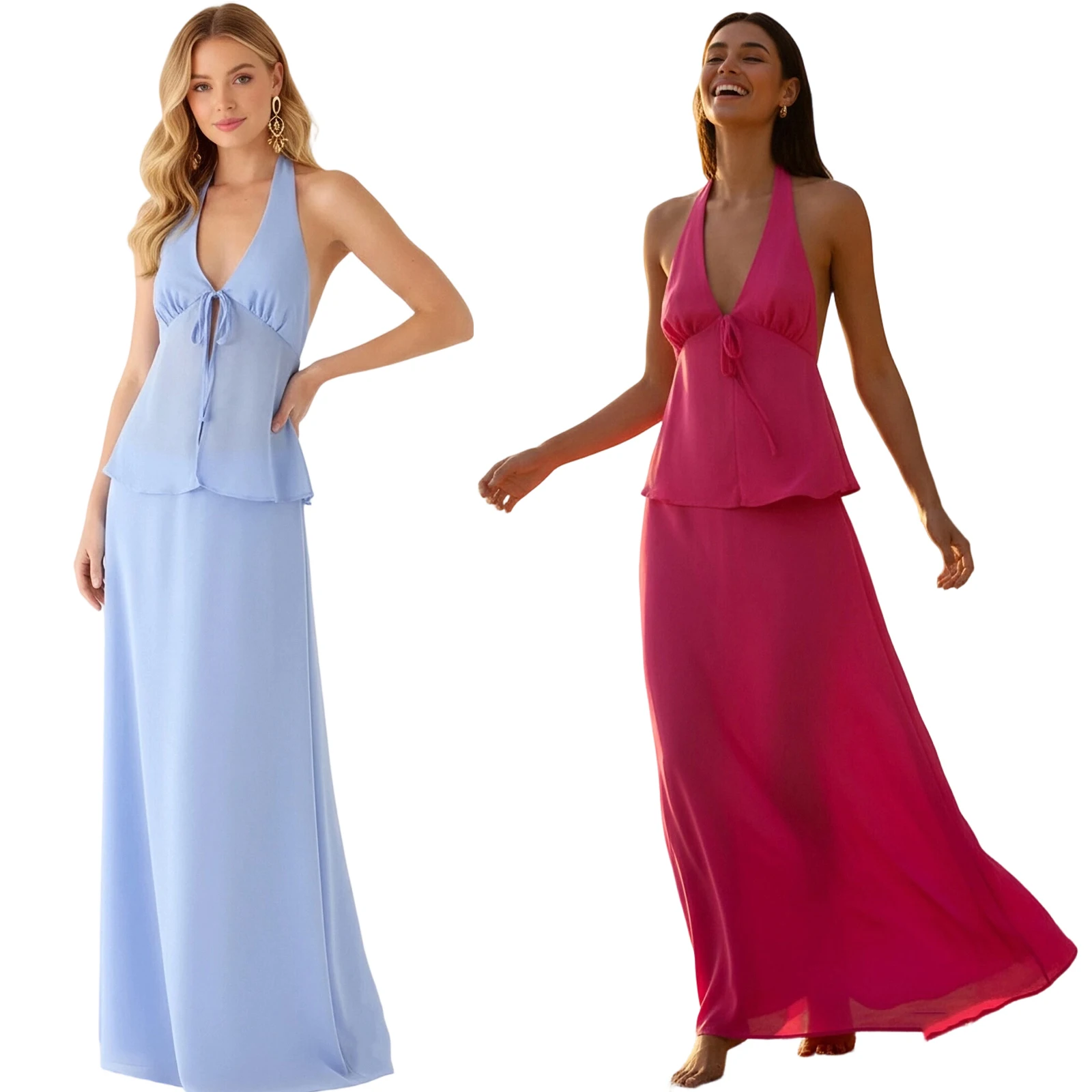 2026 Summer Fashion Women's 2 Piece Skirt Outfits Sexy Ladies Solid Sleeveless Halter Neck Tank Tops Long Flowy Skirt Dress Sets
2026 Summer Fashion Women's 2 Piece Skirt Outfits Sexy Ladies Solid Sleeveless Halter Neck Tank Tops Long Flowy Skirt Dress Sets