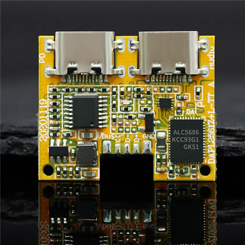 Dual Type-C Digital Audio Adapter Module ALC5686LED Listening to Songs and Charging 2 In1 Digital Audio Decode Board
Dual Type-C Digital Audio Adapter Module ALC5686LED Listening to Songs and Charging 2 In1 Digital Audio Decode Board