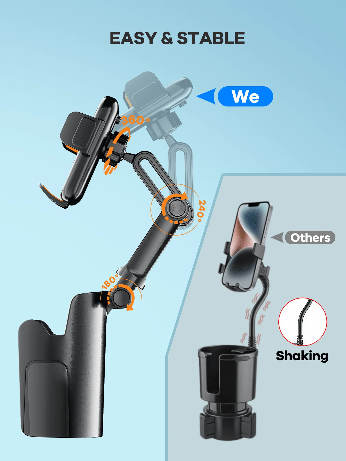 Universal 2-In-1 Car Cup Holder And Phone Mount With Adjustable Arm 360° Rotation
Universal 2-In-1 Car Cup Holder And Phone Mount With Adjustable Arm 360° Rotation