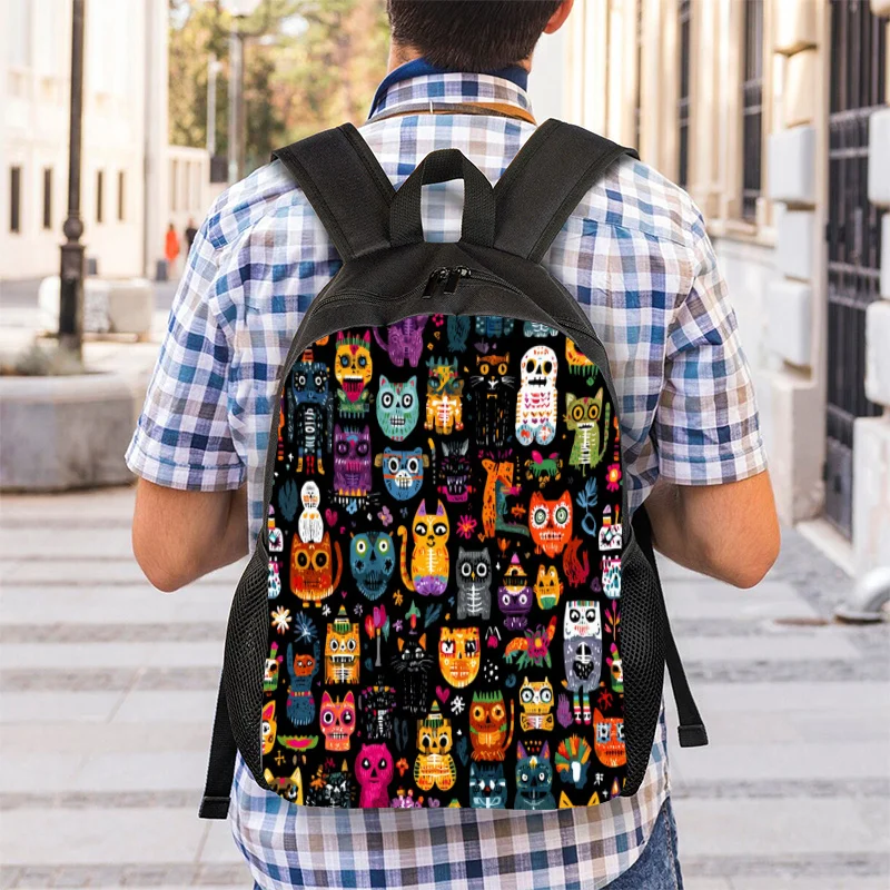 Lightweight casual backpack with 2D flat print featuring skeletons and owls, perfect for travel or school
Lightweight casual backpack with 2D flat print featuring skeletons and owls, perfect for travel or school