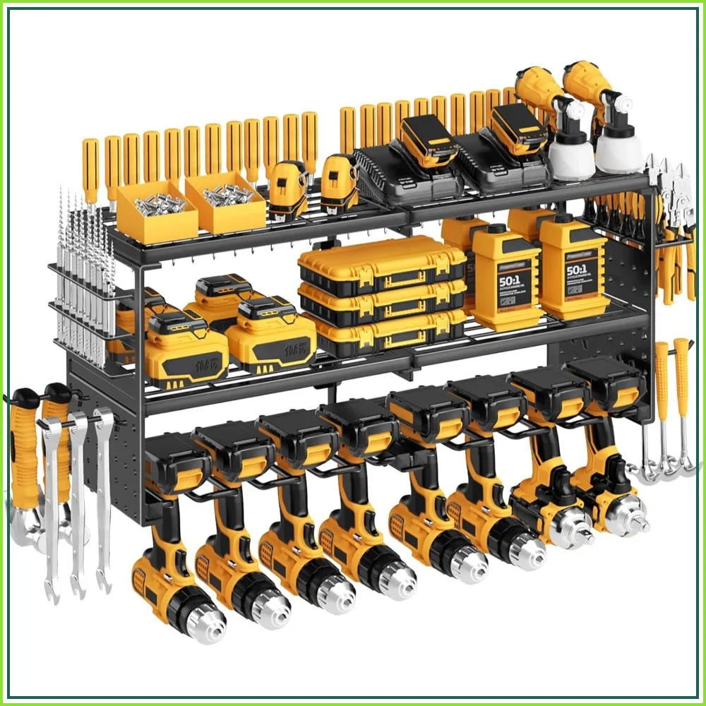 Heavy Duty Metal Tool Shelf, 300Lbs Load 3 Layer with 8 Drill Holders, Garage Workshop Storage for Cordless Tools Batteries Screwdrivers
Heavy Duty Metal Tool Shelf, 300Lbs Load 3 Layer with 8 Drill Holders, Garage Workshop Storage for Cordless Tools Batteries Screwdrivers