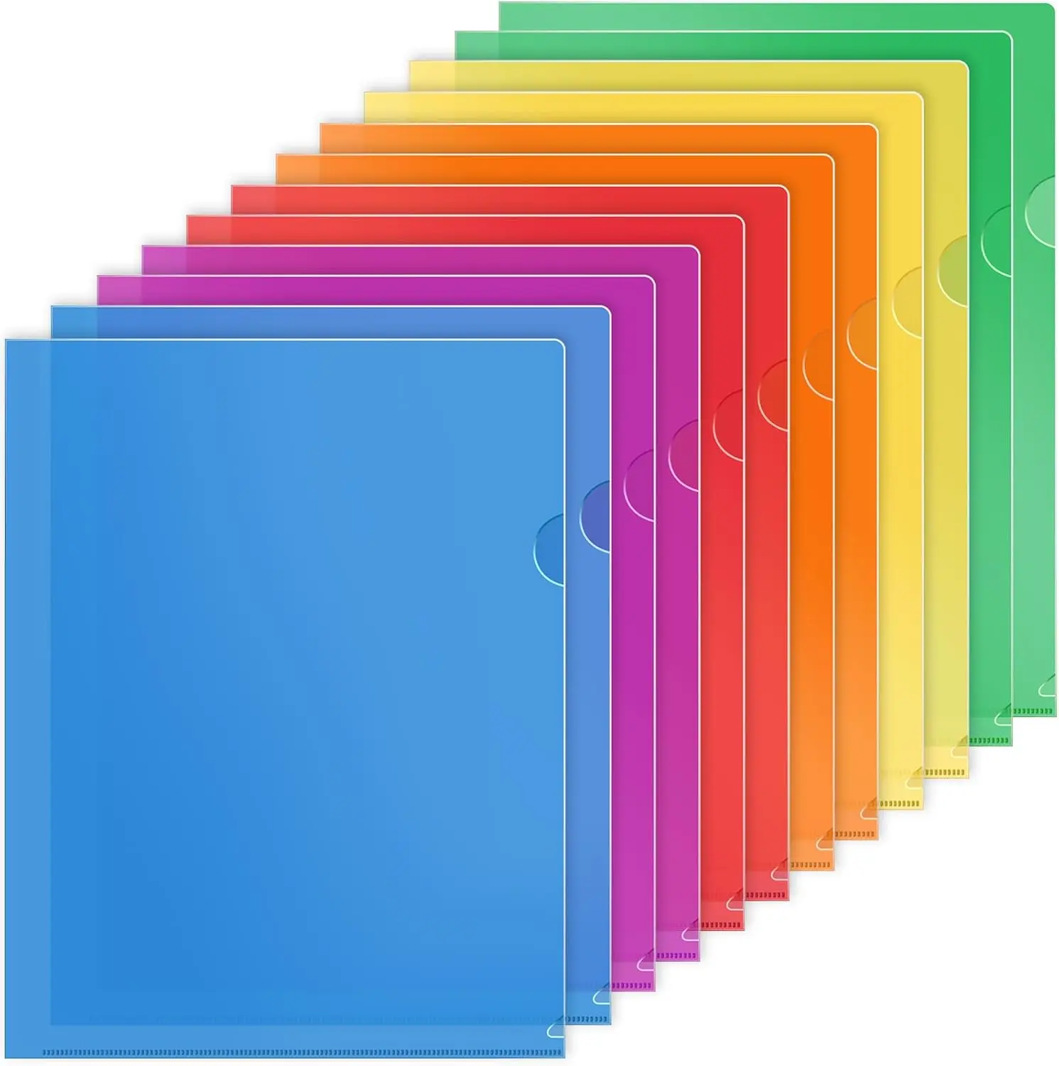 12 Pack Clear Plastic Folders, 6 Colors, L-Shaped File Jackets for Letter Size 8.5x11 Paper, Acid-Free
12 Pack Clear Plastic Folders, 6 Colors, L-Shaped File Jackets for Letter Size 8.5x11 Paper, Acid-Free