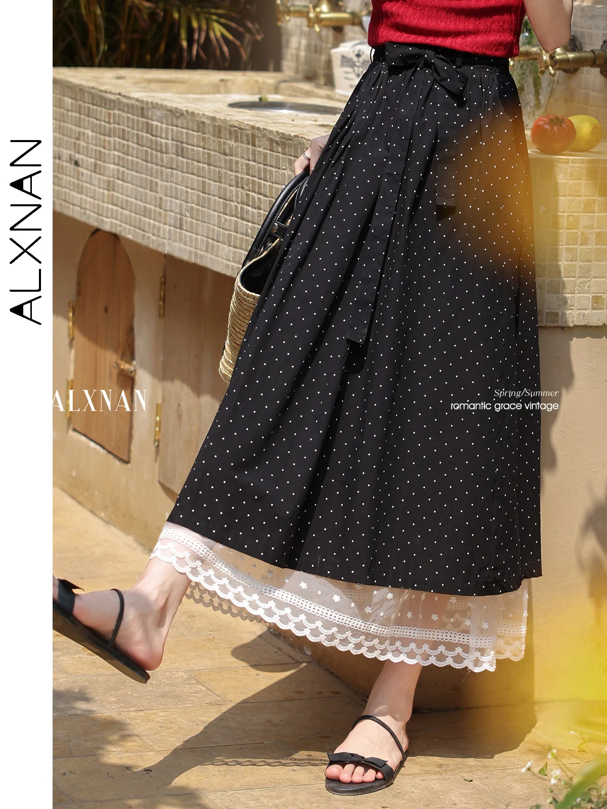 ALXNAN Women's Long Skirt Black Elegant Polka Dot Maxi Skirt 2025 Summer Loose-fit Casual Lace Panel Chic Female Clothing L55276
ALXNAN Women's Long Skirt Black Elegant Polka Dot Maxi Skirt 2025 Summer Loose-fit Casual Lace Panel Chic Female Clothing L55276