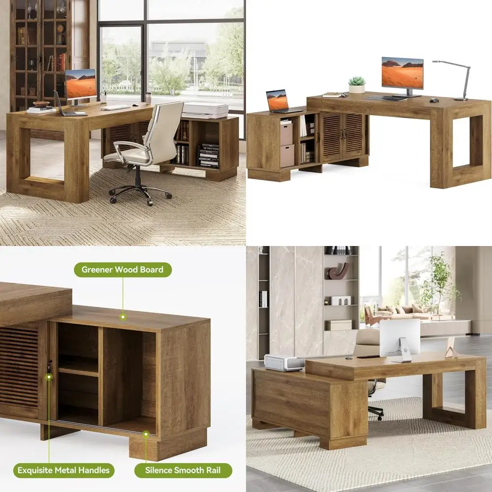 Большой L-образный офисный стол на 63 рабочих места с местом для хранения, 2-уровневым шкафом и полками, комплект компьютерной рабочей станции из коричневого дерева
Большой L-образный офисный стол на 63 рабочих места с местом для хранения, 2-уровневым шкафом и полками, комплект компьютерной рабочей станции из коричневого дерева