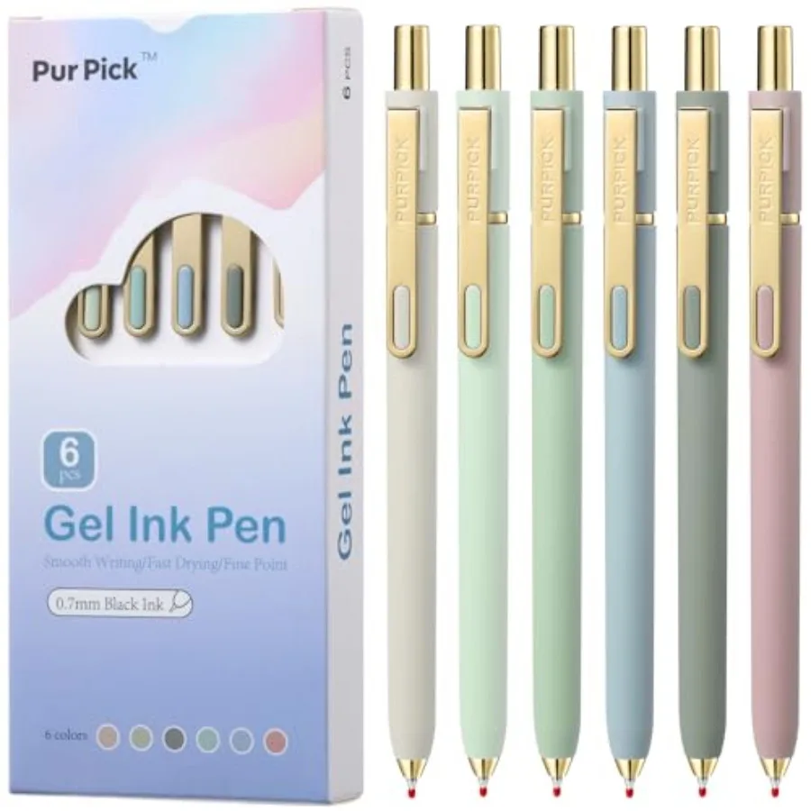 Aesthetic Gel Pens, 6 Pack Quick Dry Black Ink Pens 0.7mm Fine Point Retractable Pens, Smooth Writing Cute Morandi Pens for Jou
Aesthetic Gel Pens, 6 Pack Quick Dry Black Ink Pens 0.7mm Fine Point Retractable Pens, Smooth Writing Cute Morandi Pens for Jou