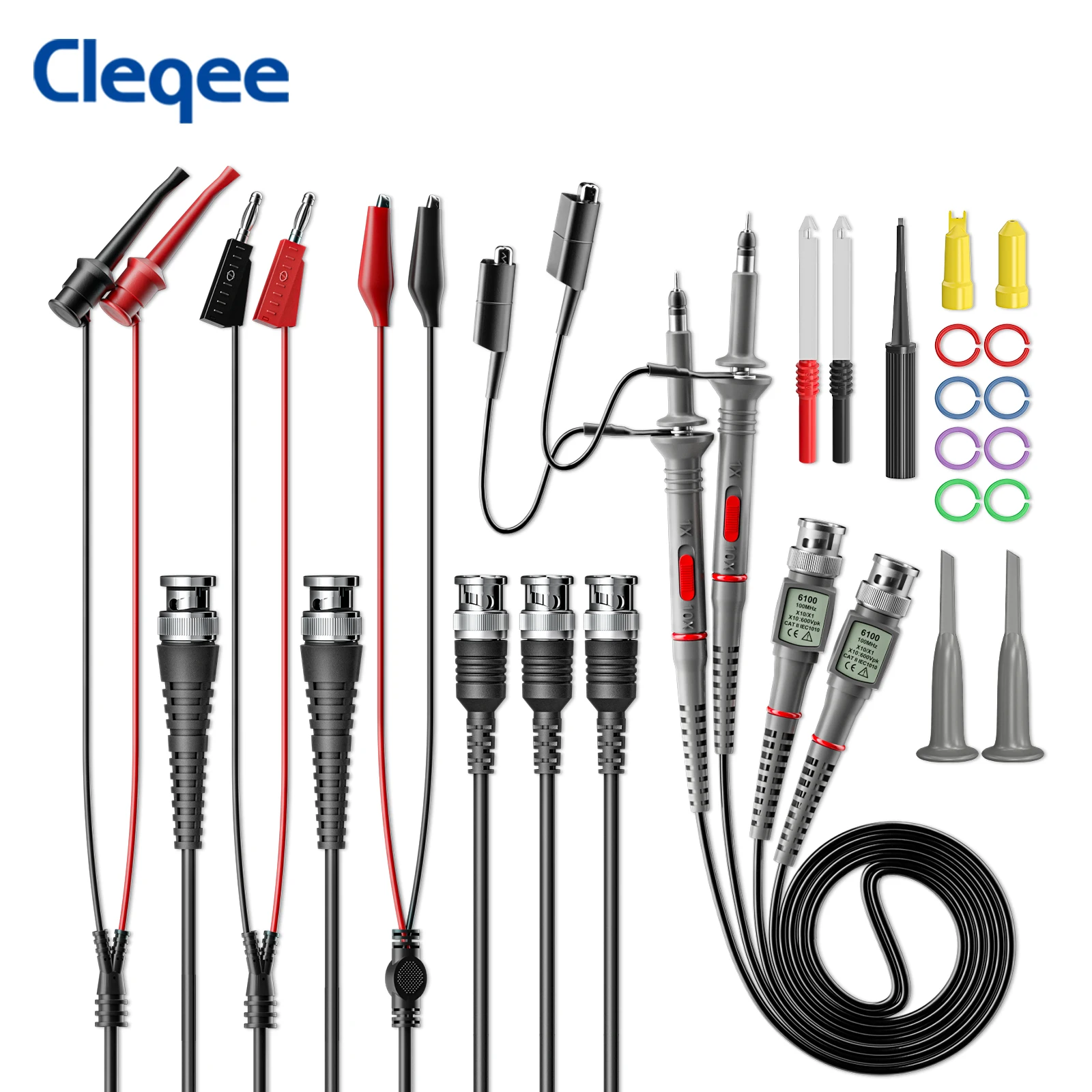 Универсальные осциллографические зонды Cleqee CKT014 с комплектом аксессуаров 100 МГц 1X 10X с тестовыми проводами BNC и зондом для прокалывания проводов
Универсальные осциллографические зонды Cleqee CKT014 с комплектом аксессуаров 100 МГц 1X 10X с тестовыми проводами BNC и зондом для прокалывания проводов