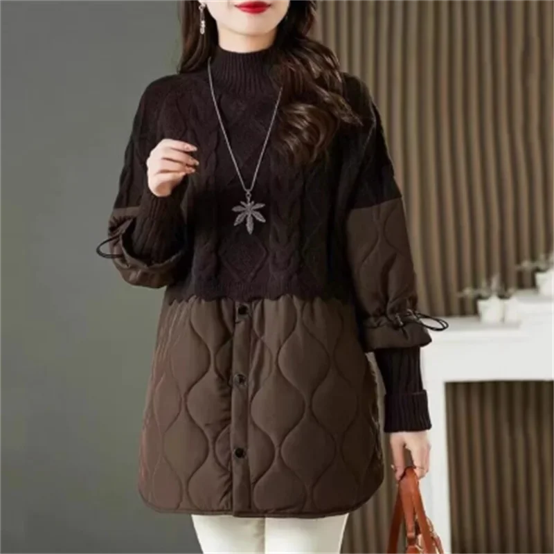 Women's mid to high neck spliced sweater, Korean fashion informal loose knit sweater, lazy style, autumn and winter, new
Women's mid to high neck spliced sweater, Korean fashion informal loose knit sweater, lazy style, autumn and winter, new