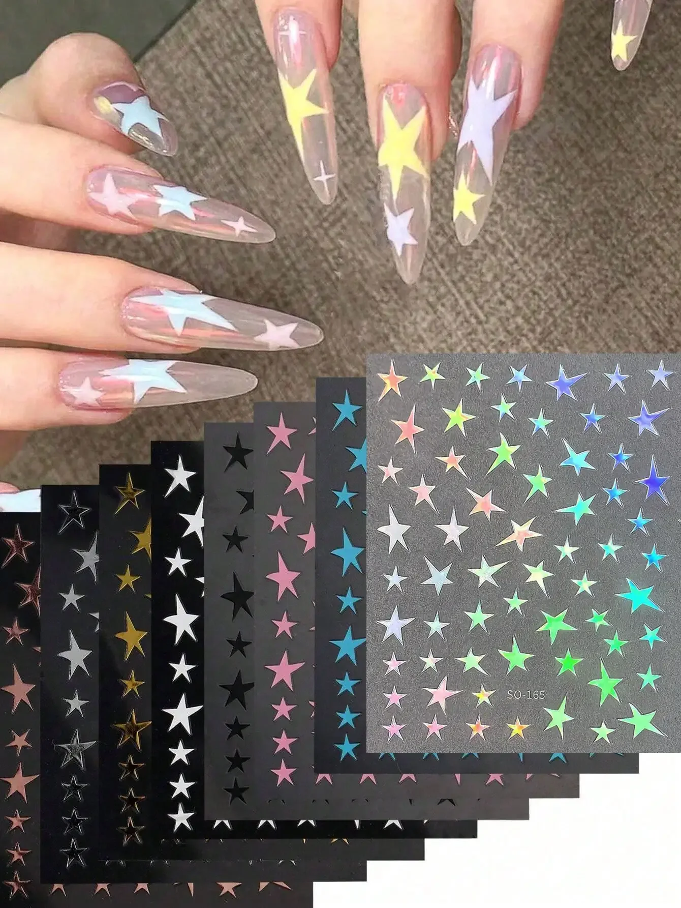 8pcs Star Nail Stickers, Multi-Size, Y2K Star Design, Nail Stickers, Gold, Silver, Holographic Rose Gold, White, Black, Pink, Blue, Sliding Nail Decor, Nail Art Supplies, Gift For Women
8pcs Star Nail Stickers, Multi-Size, Y2K Star Design, Nail Stickers, Gold, Silver, Holographic Rose Gold, White, Black, Pink, Blue, Sliding Nail Decor, Nail Art Supplies, Gift For Women