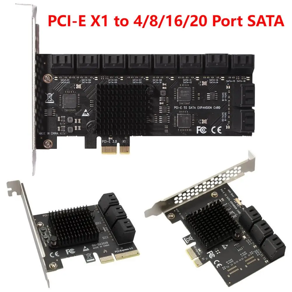 SA3112J PCIE Adapter 6/12/20 Port PCI-Express X1 to SATA 3.0 6Gbps High Speed Expansion Card Controller Support PCI-E X4 X8 X16
SA3112J PCIE Adapter 6/12/20 Port PCI-Express X1 to SATA 3.0 6Gbps High Speed Expansion Card Controller Support PCI-E X4 X8 X16