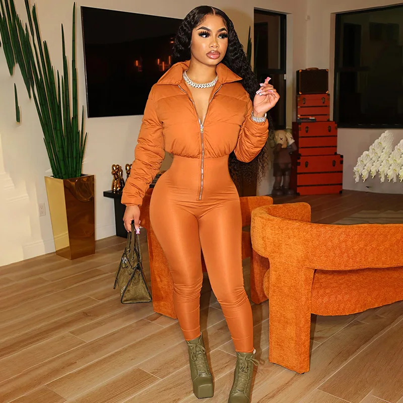 Winter Clothes Patchwork Down Jumpsuits For Women Long Sleeve Waterproof Windproof Skiing Overall Female Zipper Elegant Romper
Winter Clothes Patchwork Down Jumpsuits For Women Long Sleeve Waterproof Windproof Skiing Overall Female Zipper Elegant Romper